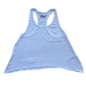 Hollister Women’s Small White Knit Cotton Blend Beachy Pocket Racerback Tank Top
